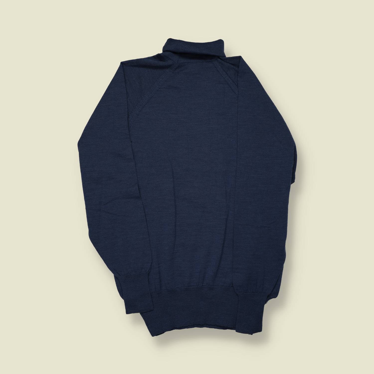 1970s | European | Merino Blend Roll Neck Jumper | Navy -M