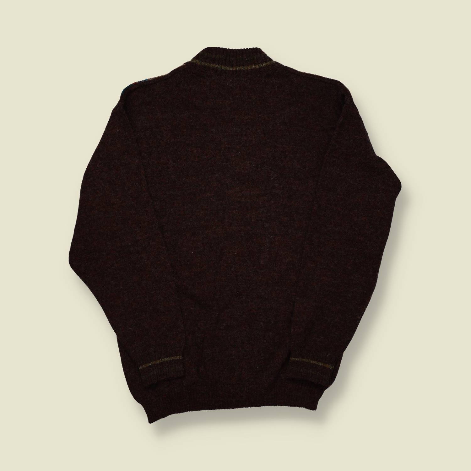 1980s | European | Patterned Wool Roll Neck Jumper | Multicolour - M