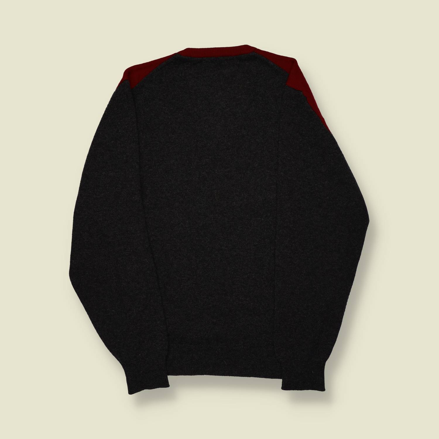 1980s | Pringle | Argyle Wool V-Neck Jumper | Burgundy / Green / Charcoal - M/L