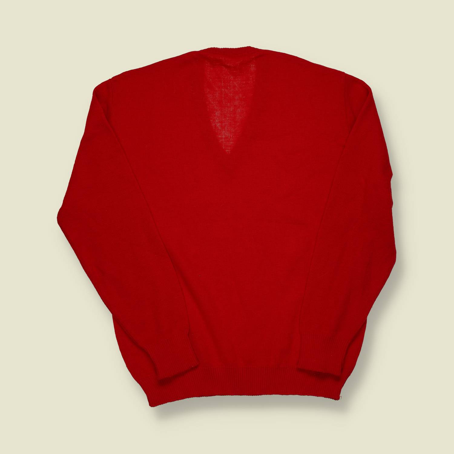 1970s | European | Wool V-Neck Jumper | Red - S/M