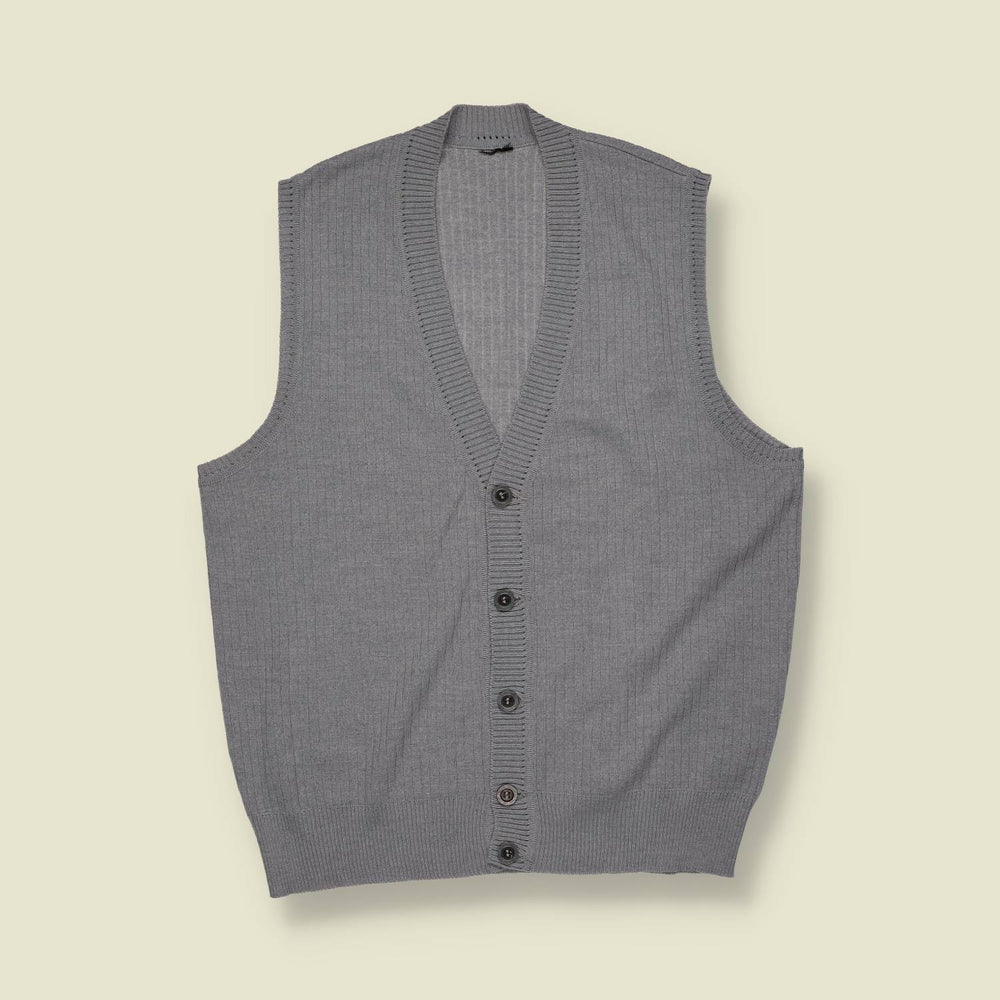 1970s | European | Fine Knit Waistcoat | Grey - S/M