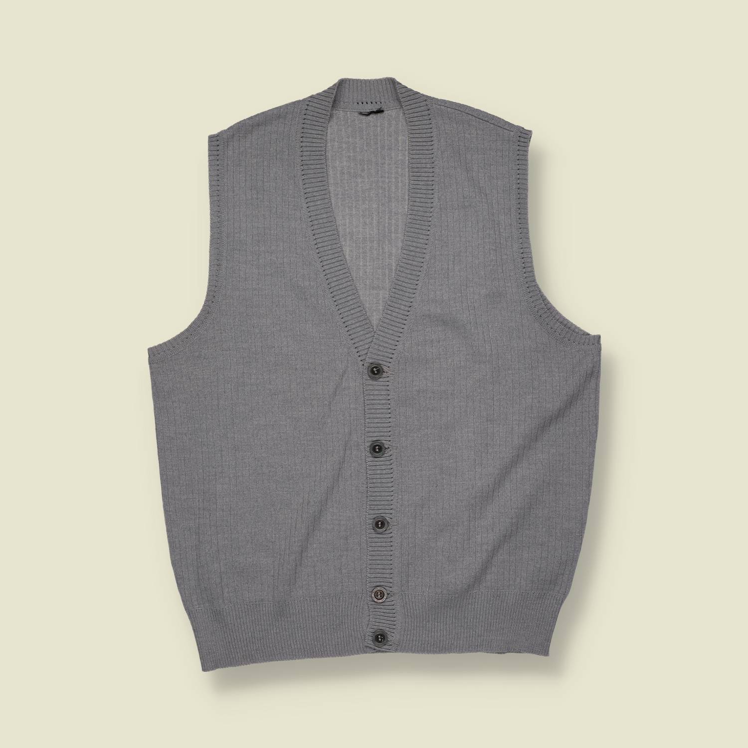 1970s | European | Fine Knit Waistcoat | Grey - S/M