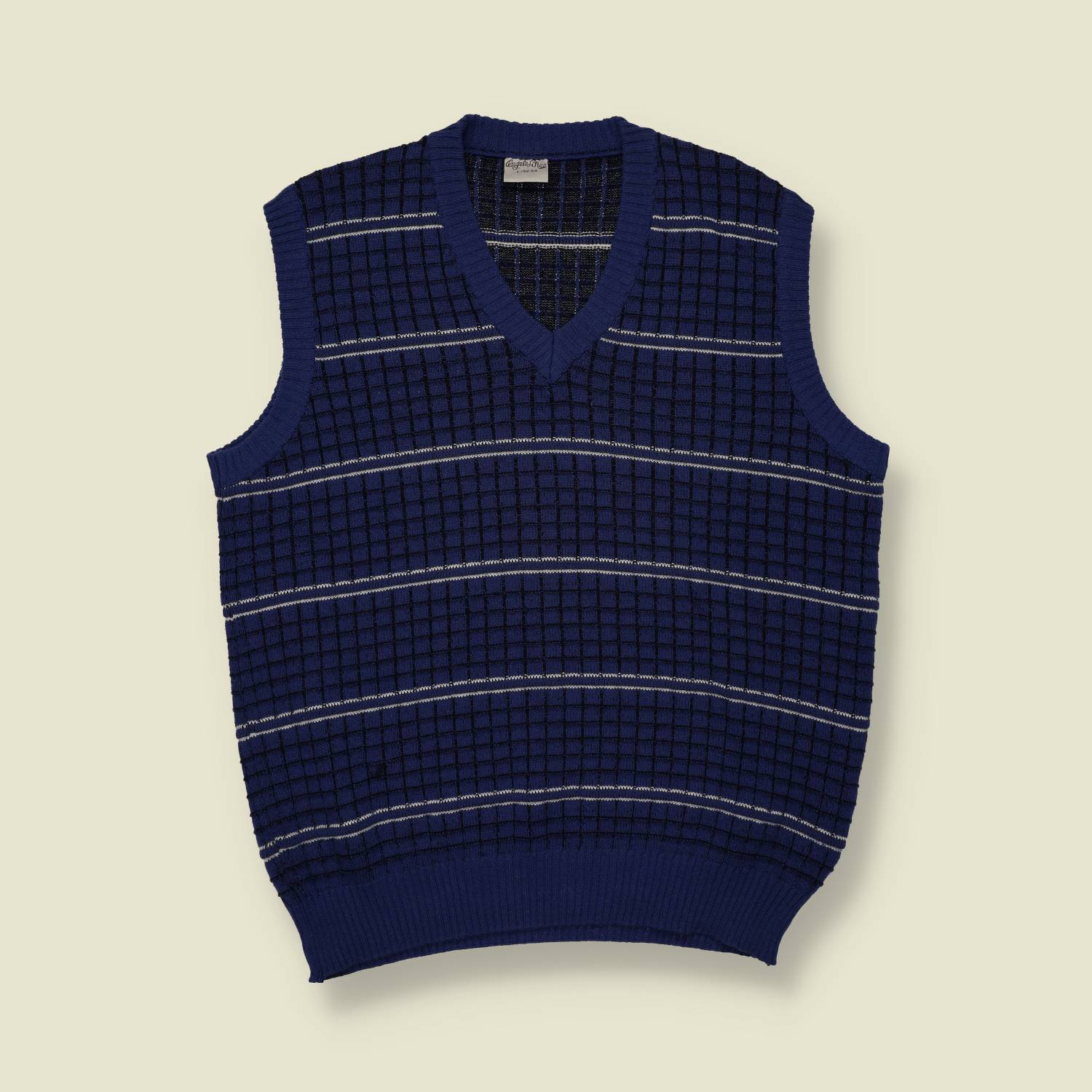 1980s | Angelo Litrico | Patterned Knit Tank Vest | Navy - L