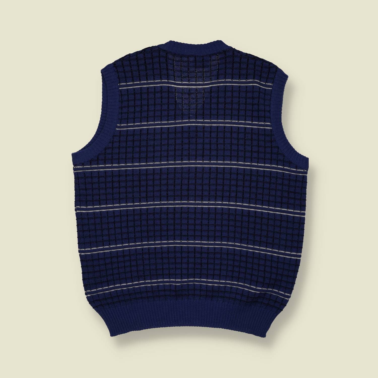 1980s | Angelo Litrico | Patterned Knit Tank Vest | Navy - L