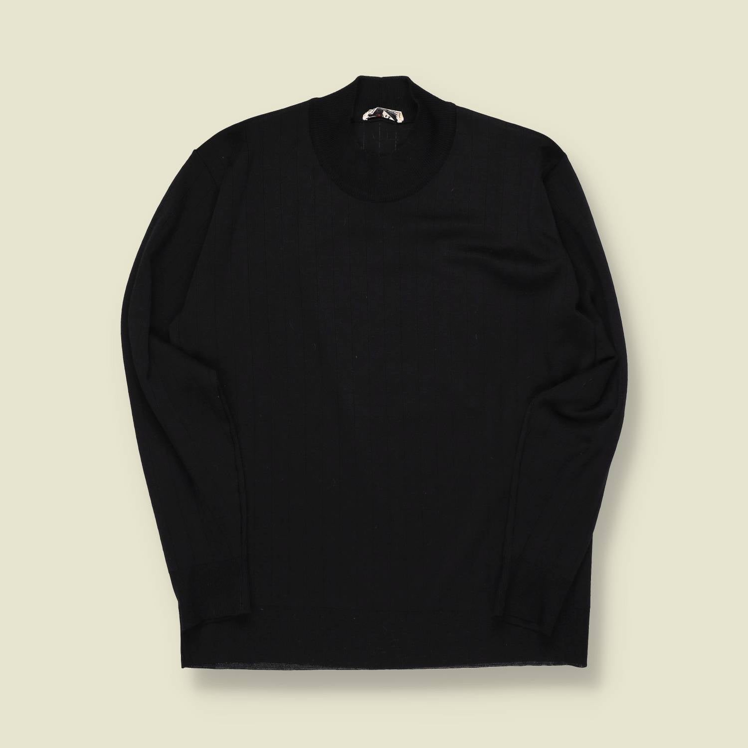 1970s | European | Polyester Knit Top | Black -S