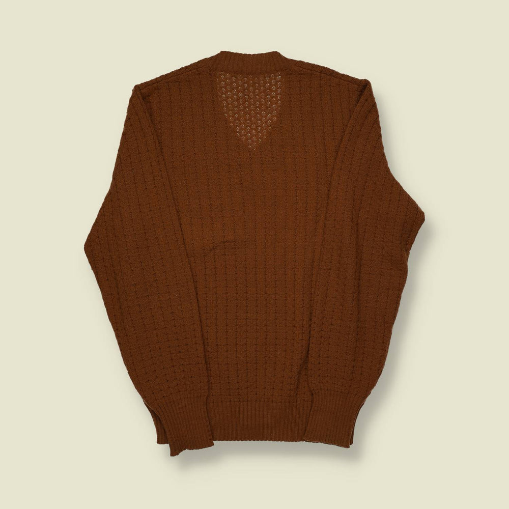 1970s | Unbranded | Brown V-Neck Knit Jumper - S