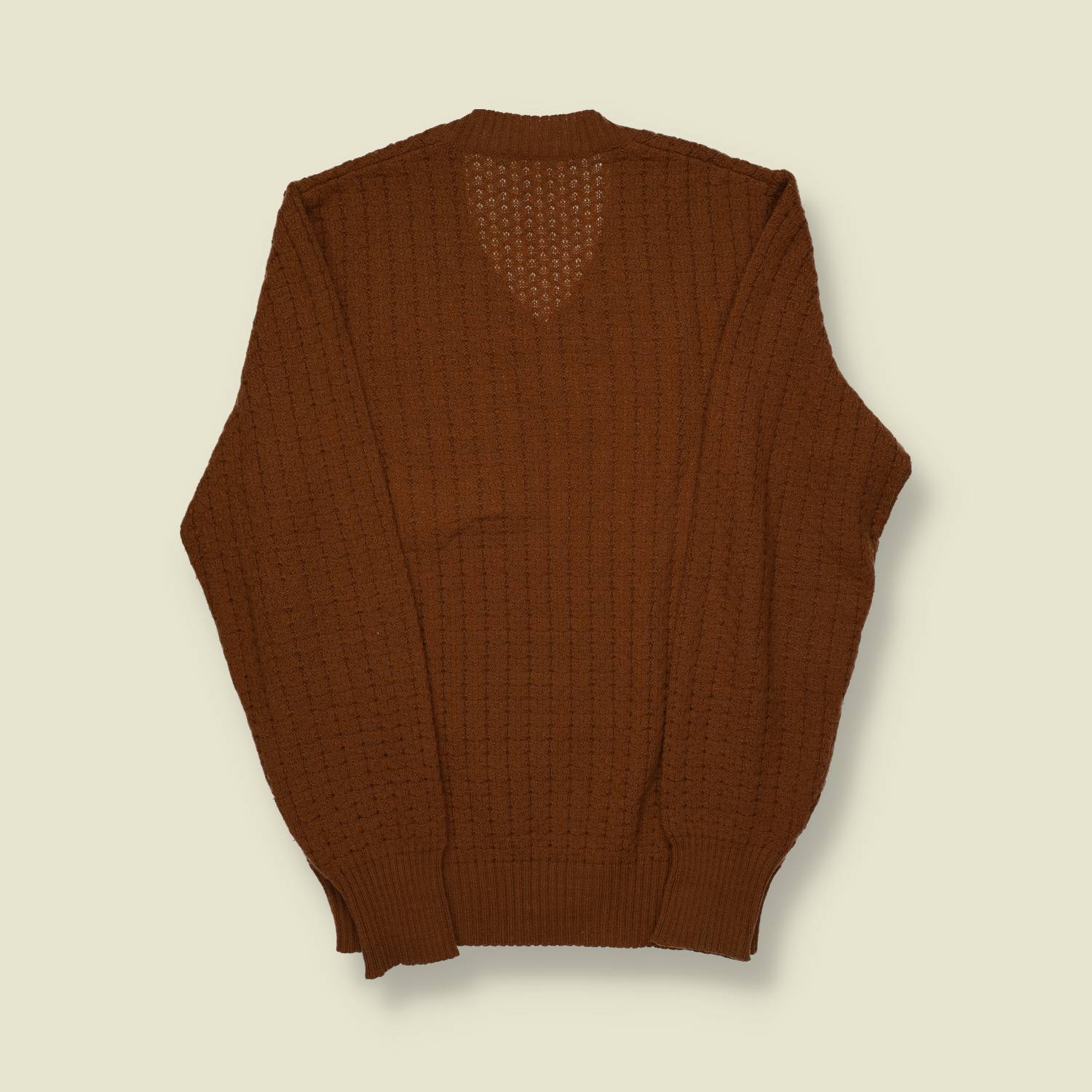 1970s | Unbranded | Brown V-Neck Knit Jumper - S