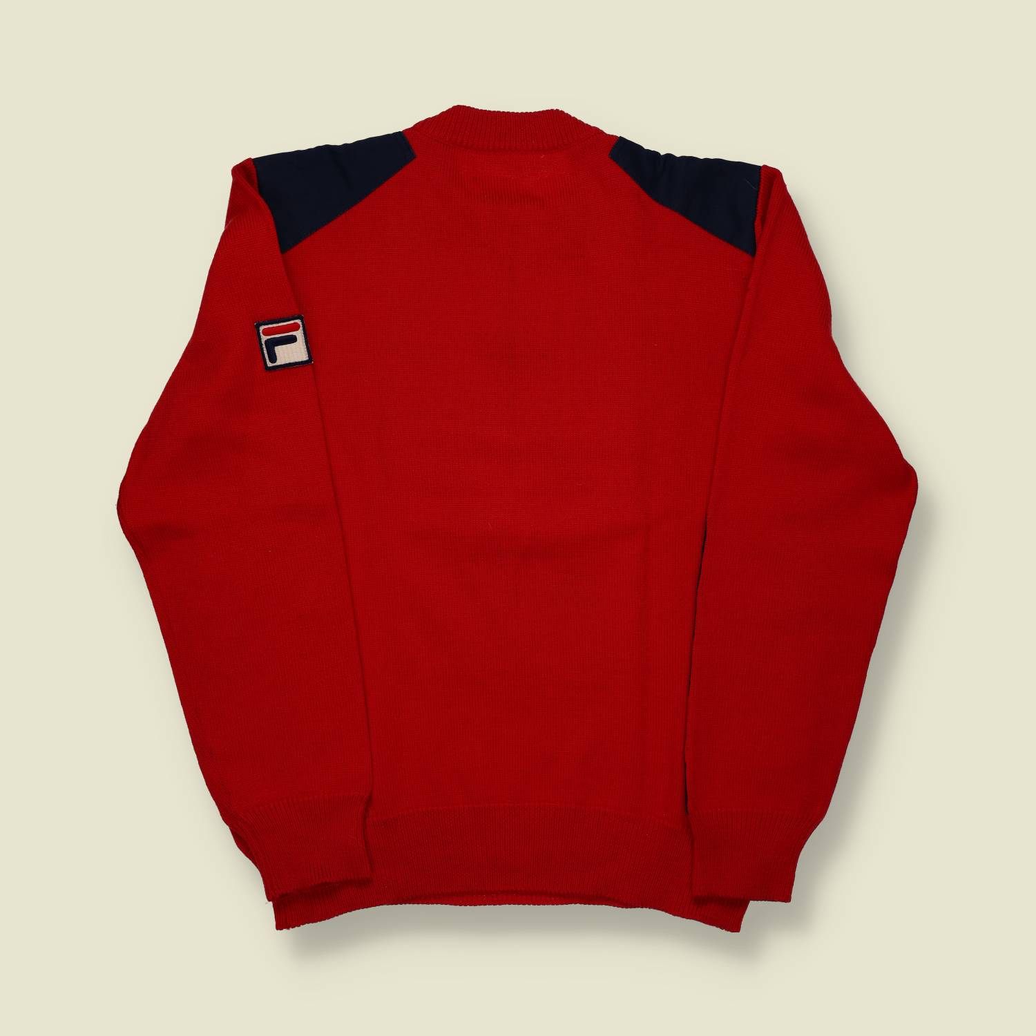 1970s | Fila | Red Zip-Neck Knit Jumper - M