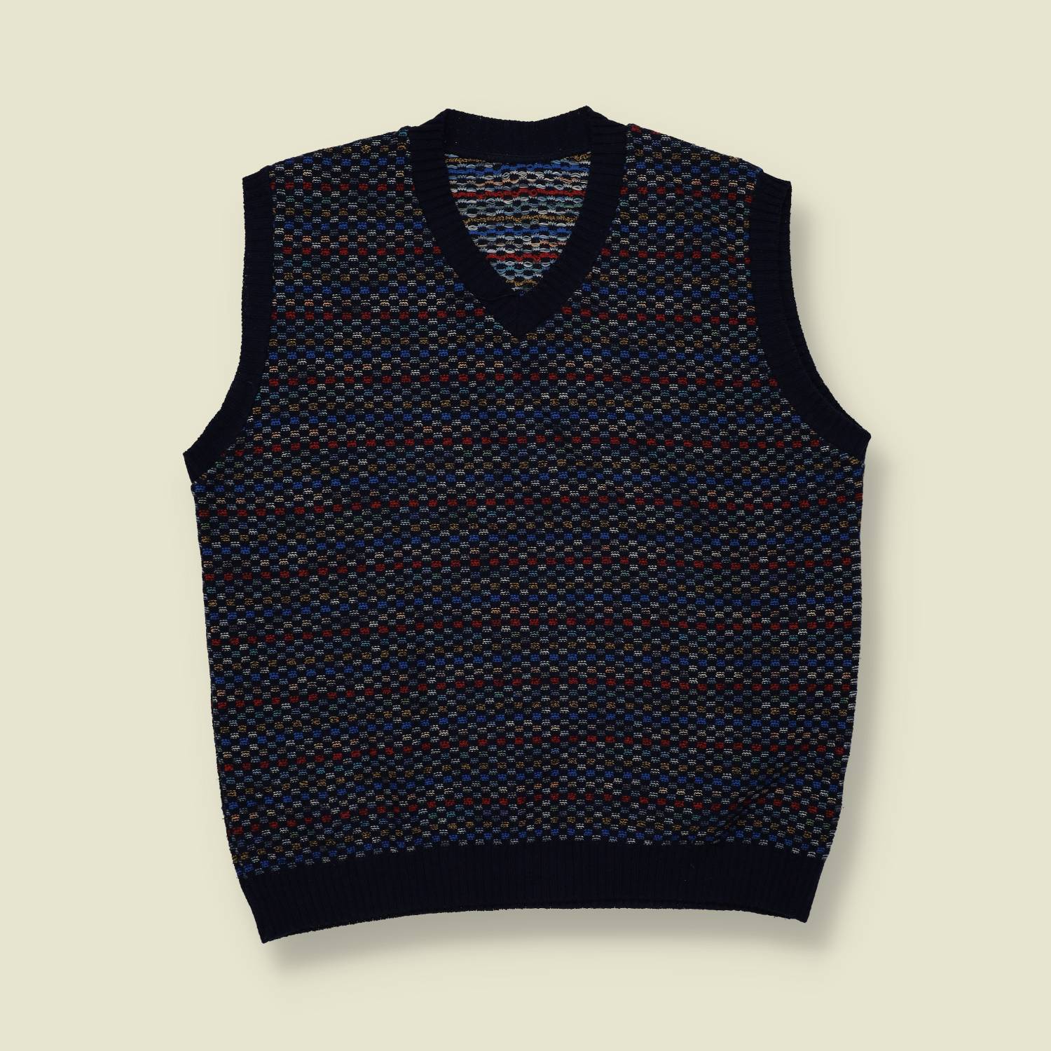 1980s | Unbranded | Patterned Knit Sleeveless Vest - M