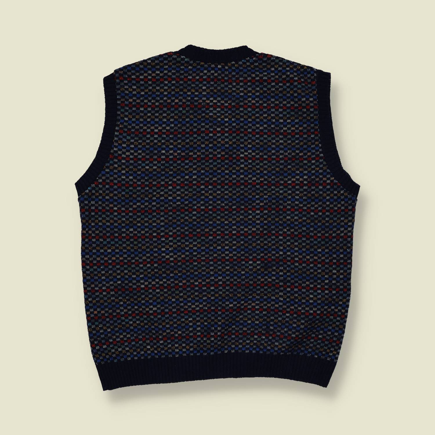1980s | Unbranded | Patterned Knit Sleeveless Vest - M