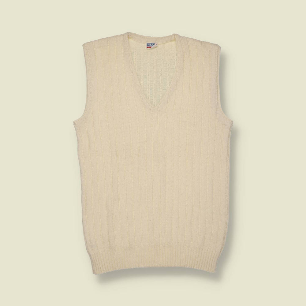 1970s | Rizz | Cream Sleeveless Knit Vest - XS