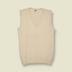 1970s | Rizz | Cream Sleeveless Knit Vest - XS