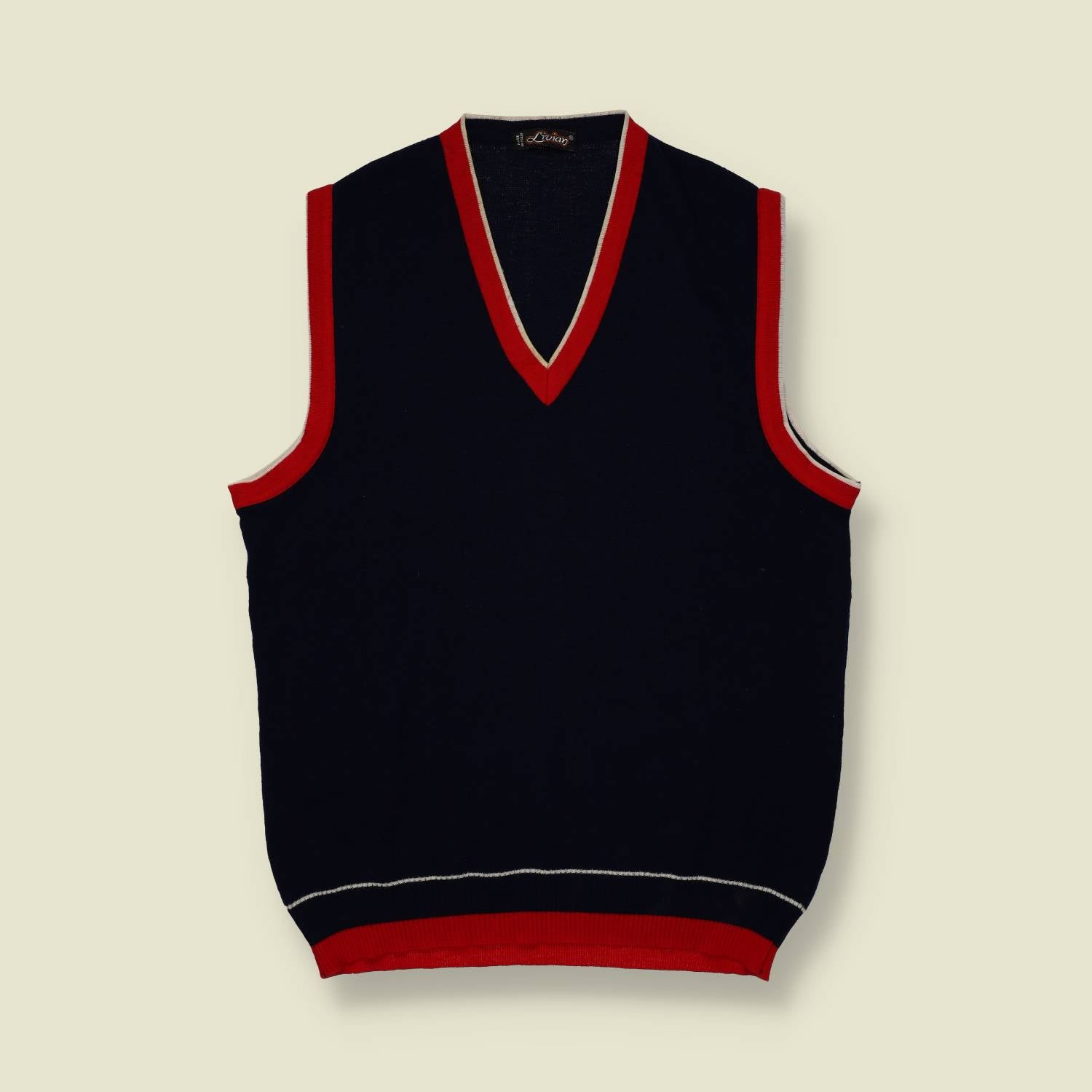 1970s | Unbranded | Navy Sleeveless Knit Vest – Made in Italy - S