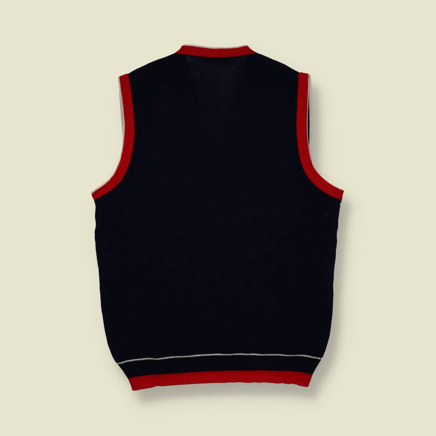 1970s | Unbranded | Navy Sleeveless Knit Vest – Made in Italy - S