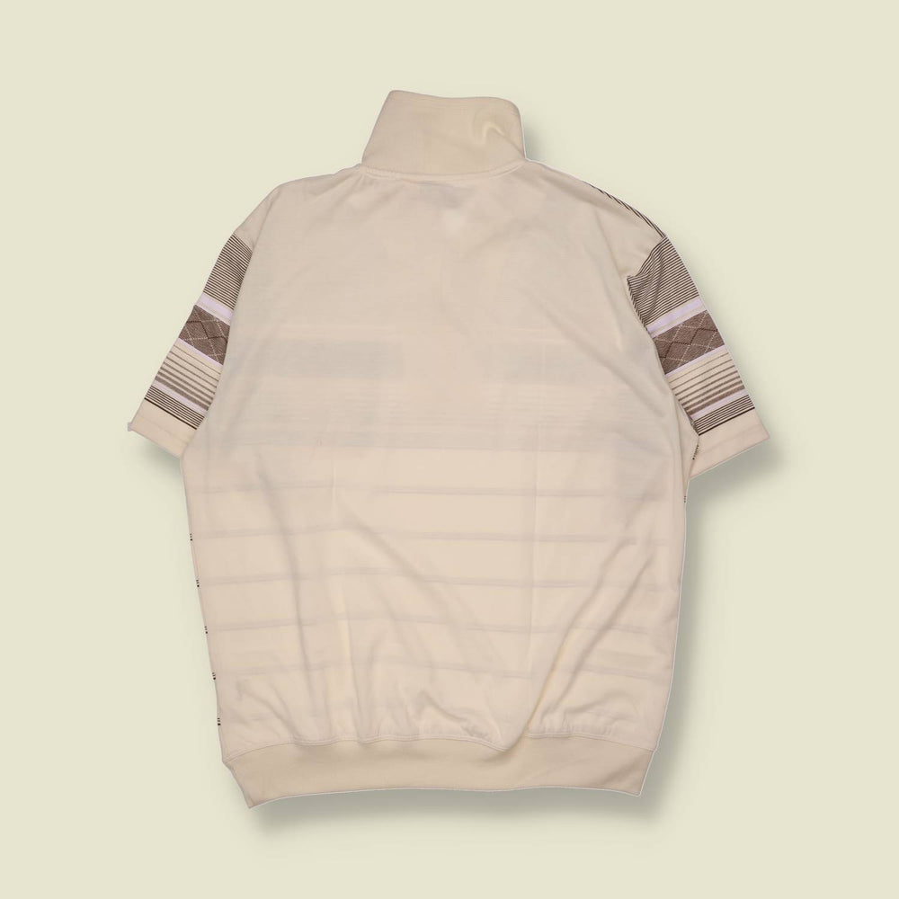1980s | Short Sleeve Zip Neck Polo - M