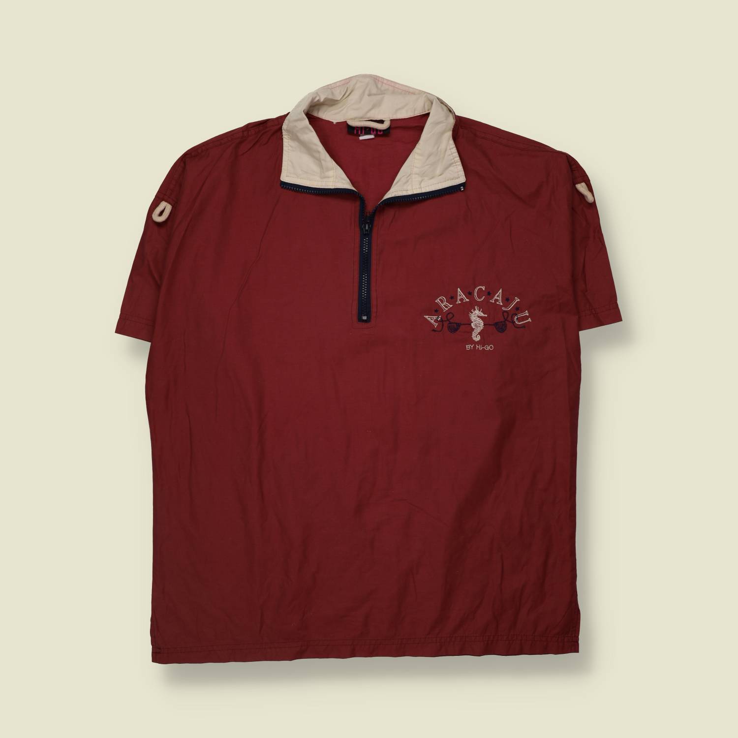 1980s | Hi-Go | Zip Neck Pullover Top | Red - XXL