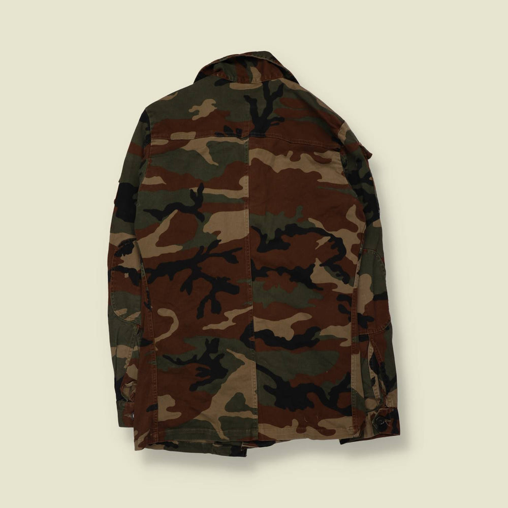 1990s | Italian Military Shirt | Woodland Camouflage - S