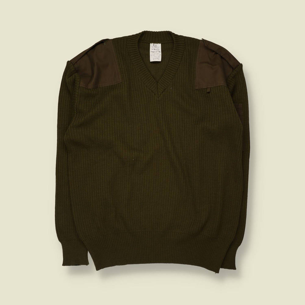 1990s | Military Rib Knit Jumper | Olive - XXXL