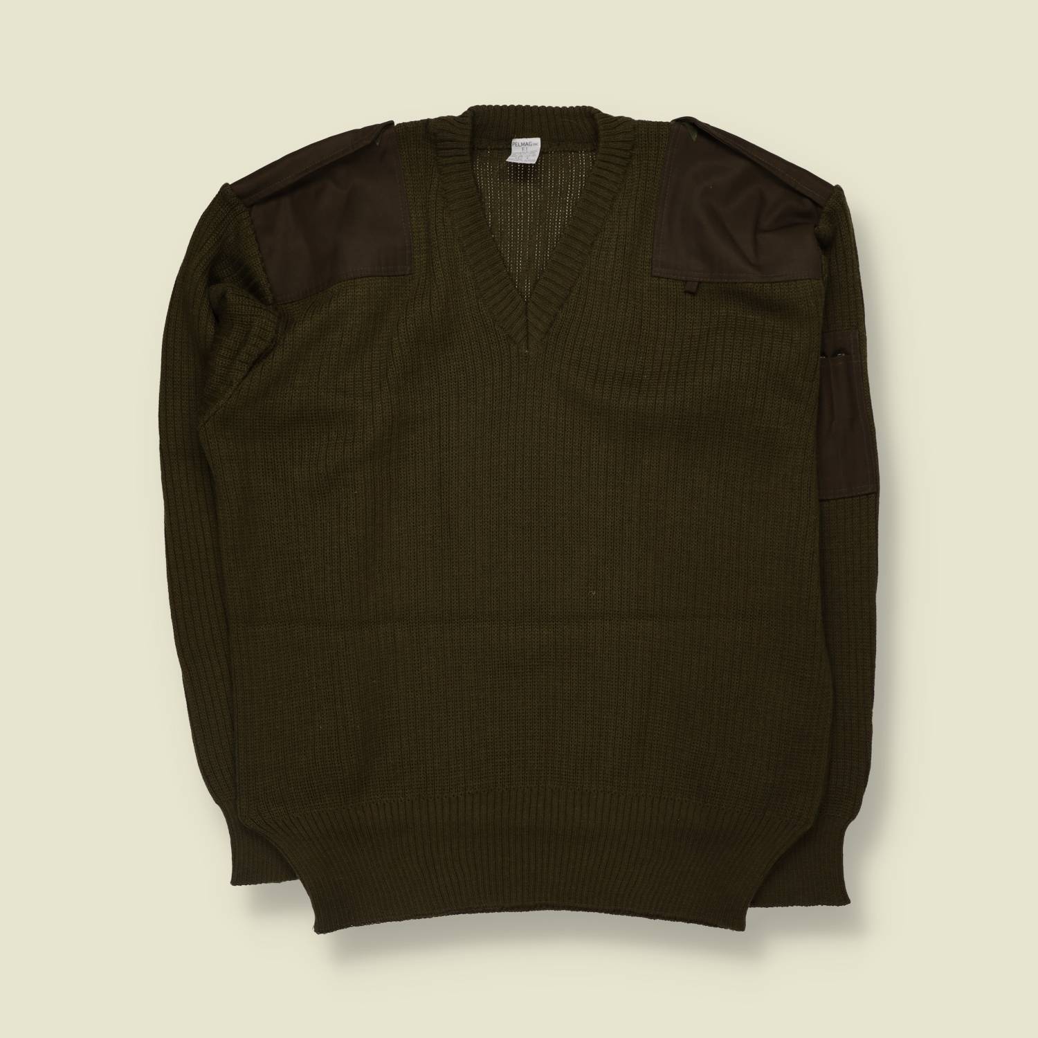 1990s | Military Rib Knit Jumper | Olive - XL
