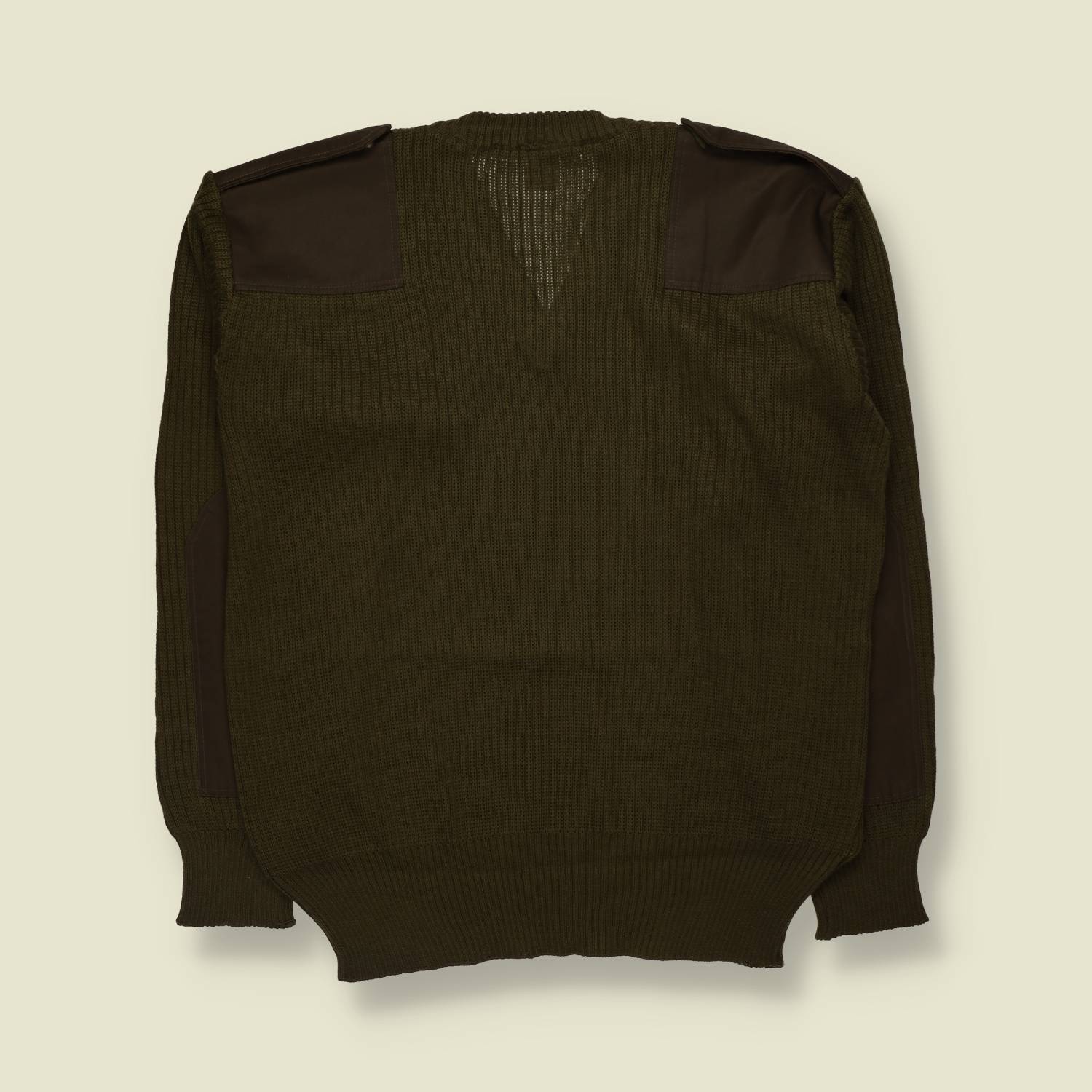 1990s | Military Rib Knit Jumper | Olive - XL