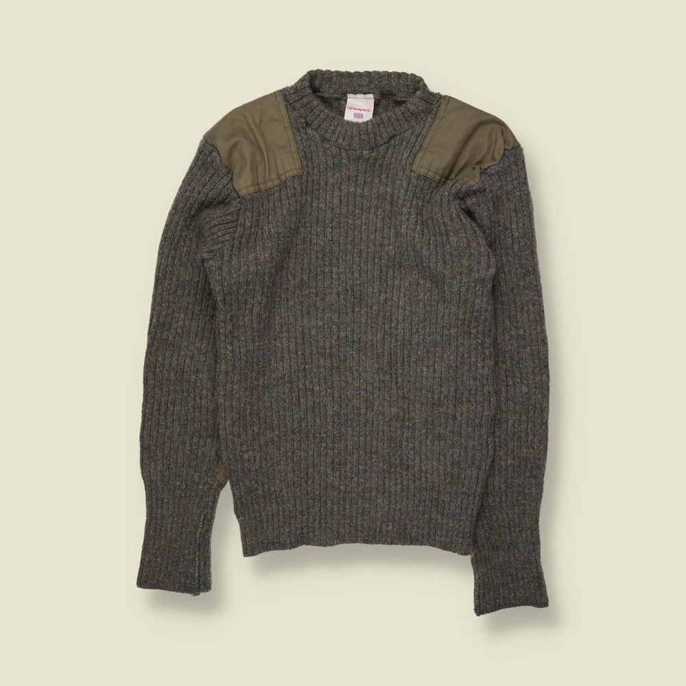 1990s | Wooly Pully | Made In Great Britain | Military Knit Jumper | Grey Marl - XS