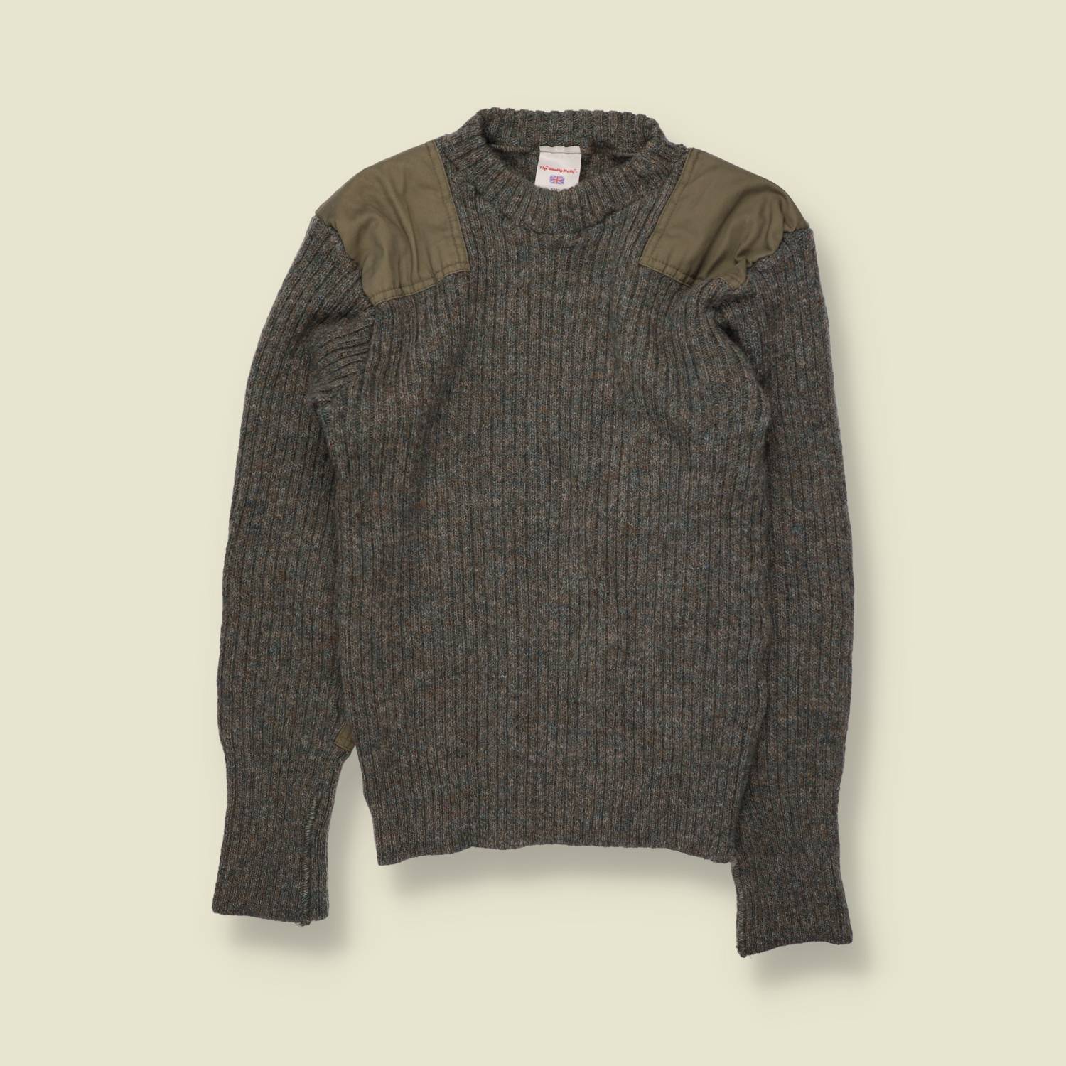 1990s | Wooly Pully | Made In Great Britain | Military Knit Jumper | Grey Marl - XS