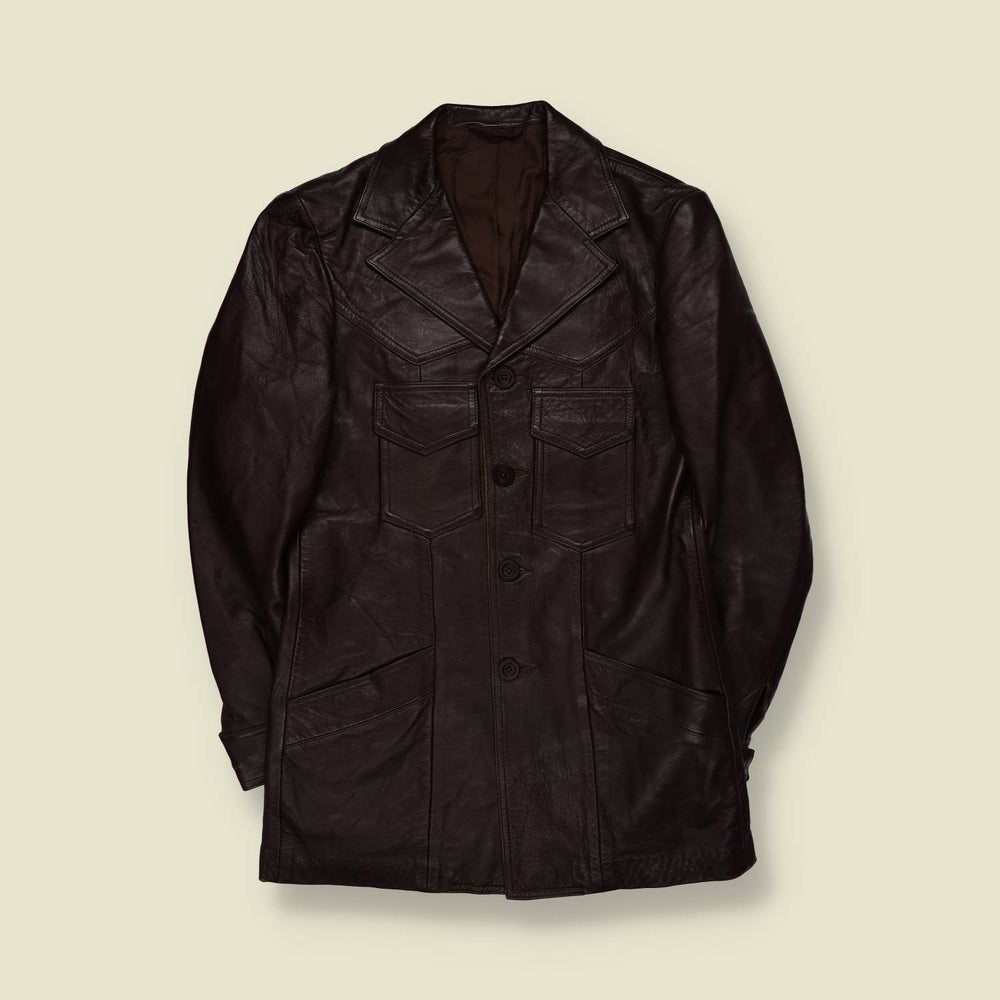 1970s | Western Leather Jacket | Dark Brown - XS