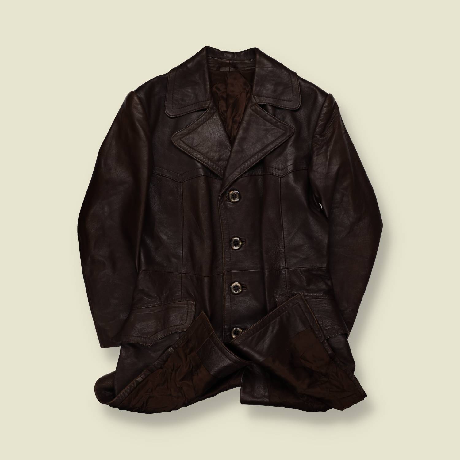 1970s | Leather Blazer | Dark Brown - XS