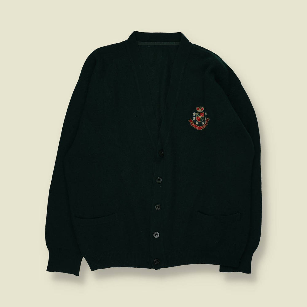 1980s | Crest Cardigan | Dark Green - XXL
