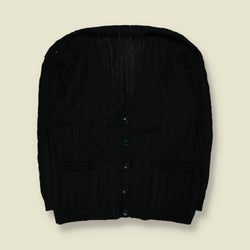 1980s | Cable Knit Cardigan | Dark Green - XXL