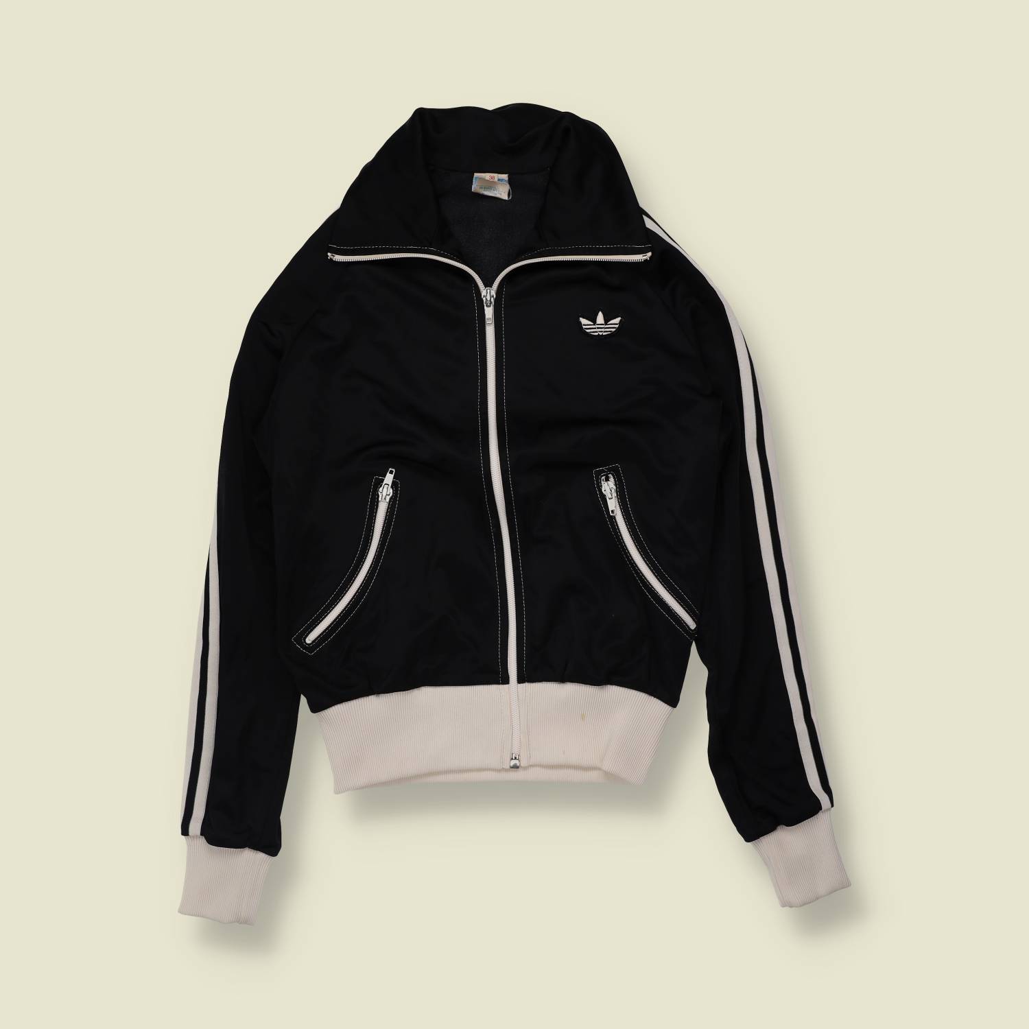 1970s | Adidas | Track Jacket | Black White - XXXS