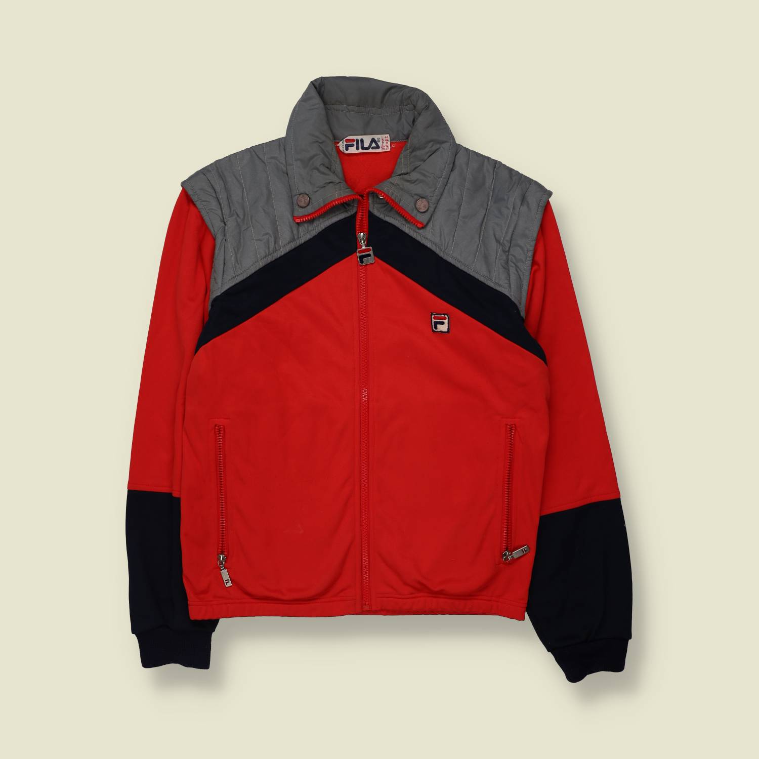 1970s | Fila Made In Italy | Björn Borg Era Track Jacket | Red Navy Grey - XXS