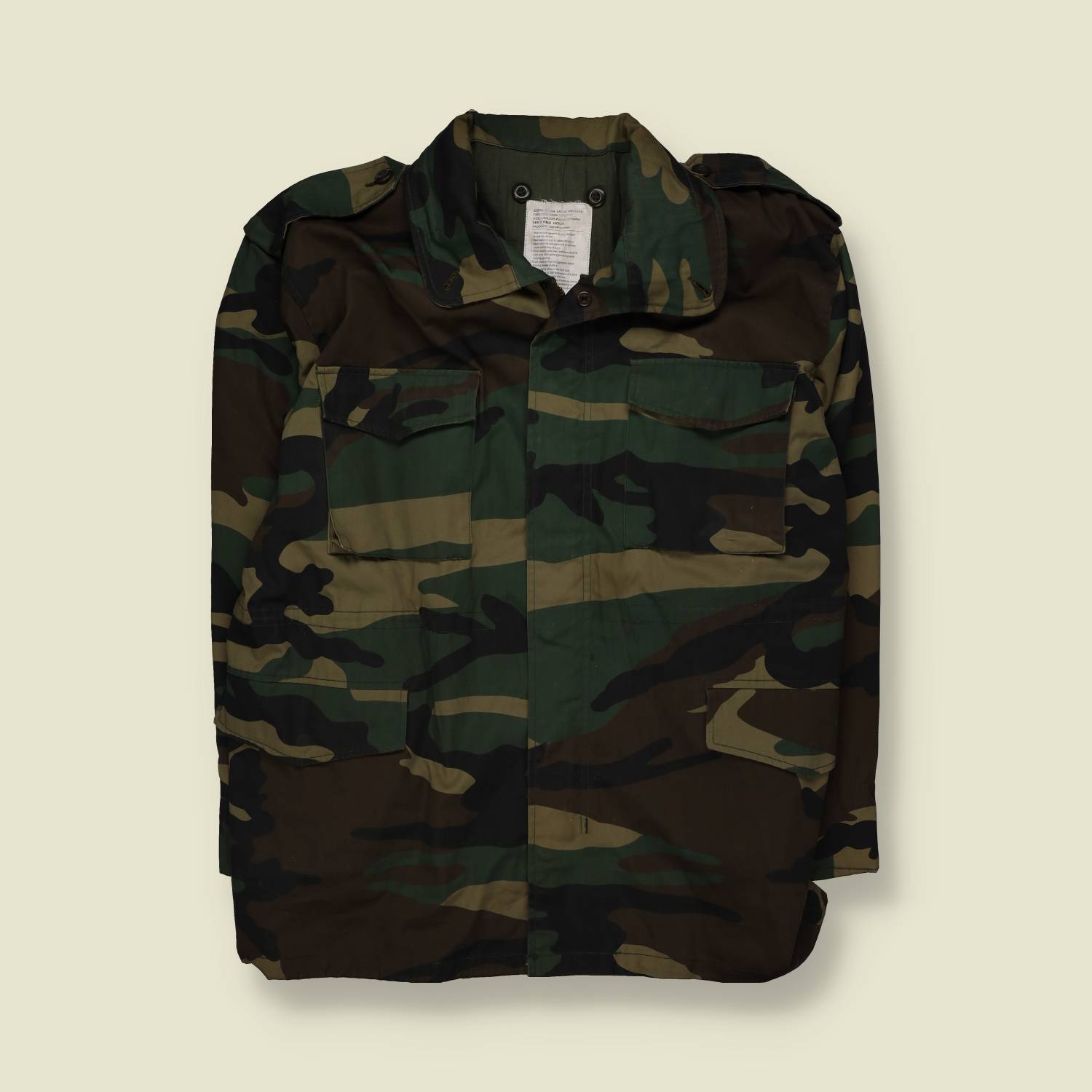 1990s | US Style Woodland Camo | Field Jacket | Olive Green - XXXXL