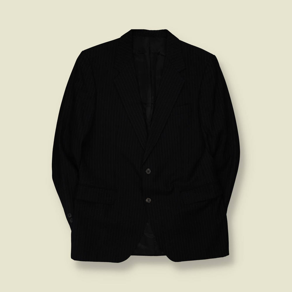 1980s | Pinstripe Suit Jacket | Black - M