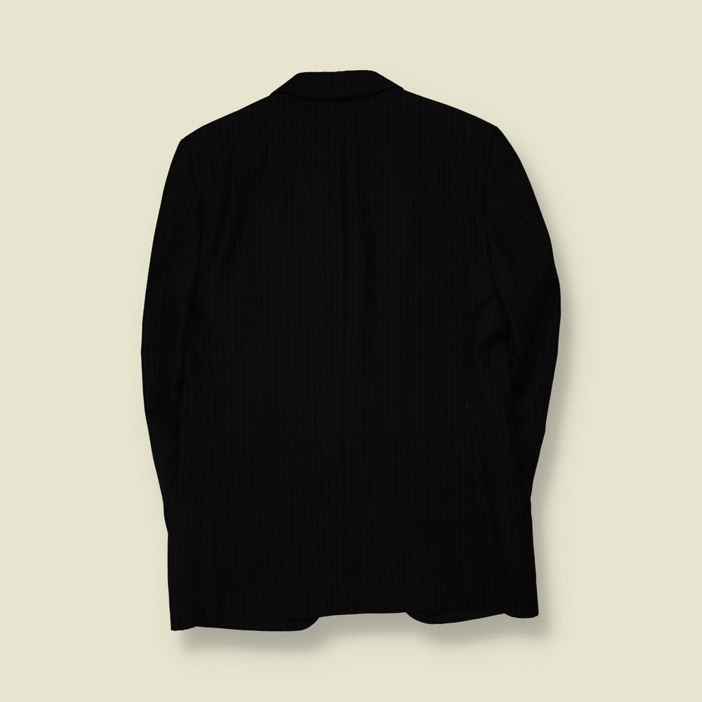 1980s | Pinstripe Suit Jacket | Black - M