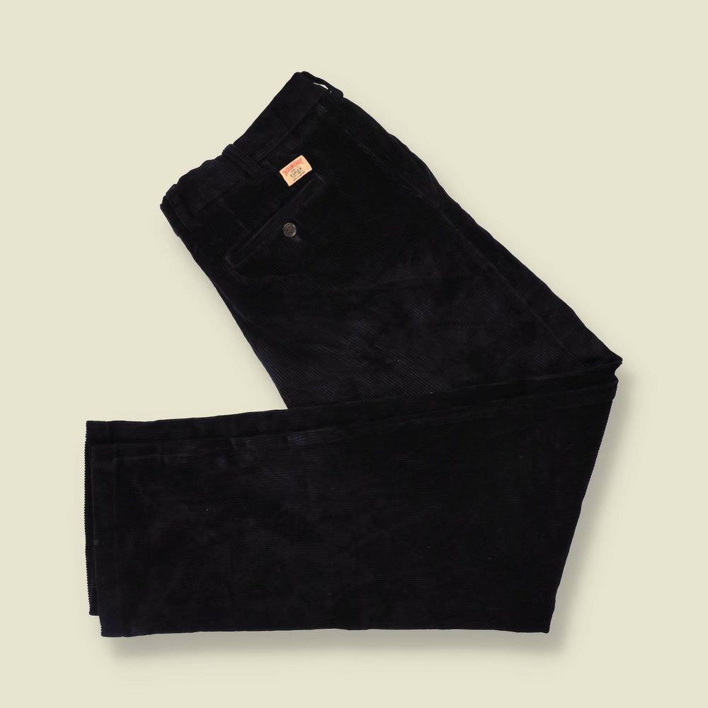 1980s | Eurex | Pleated Cord Trousers | Navy - w34