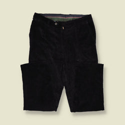 1980s | Eurex | Pleated Cord Trousers | Navy - w34