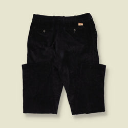 1980s | Eurex | Pleated Cord Trousers | Navy - w34