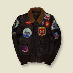2000s | Cockpit USA | Top Gun G-1 Flight Jacket | Brown - Made in USA - S
