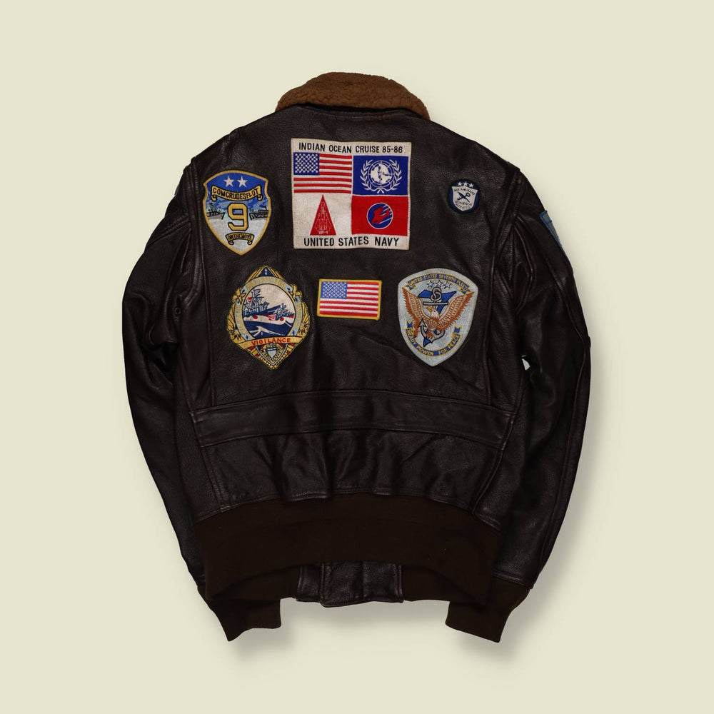 2000s | Cockpit USA | Top Gun G-1 Flight Jacket | Brown - Made in USA - S