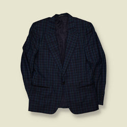 1980s | Blazer | Navy Plaid - Made in Italy - S
