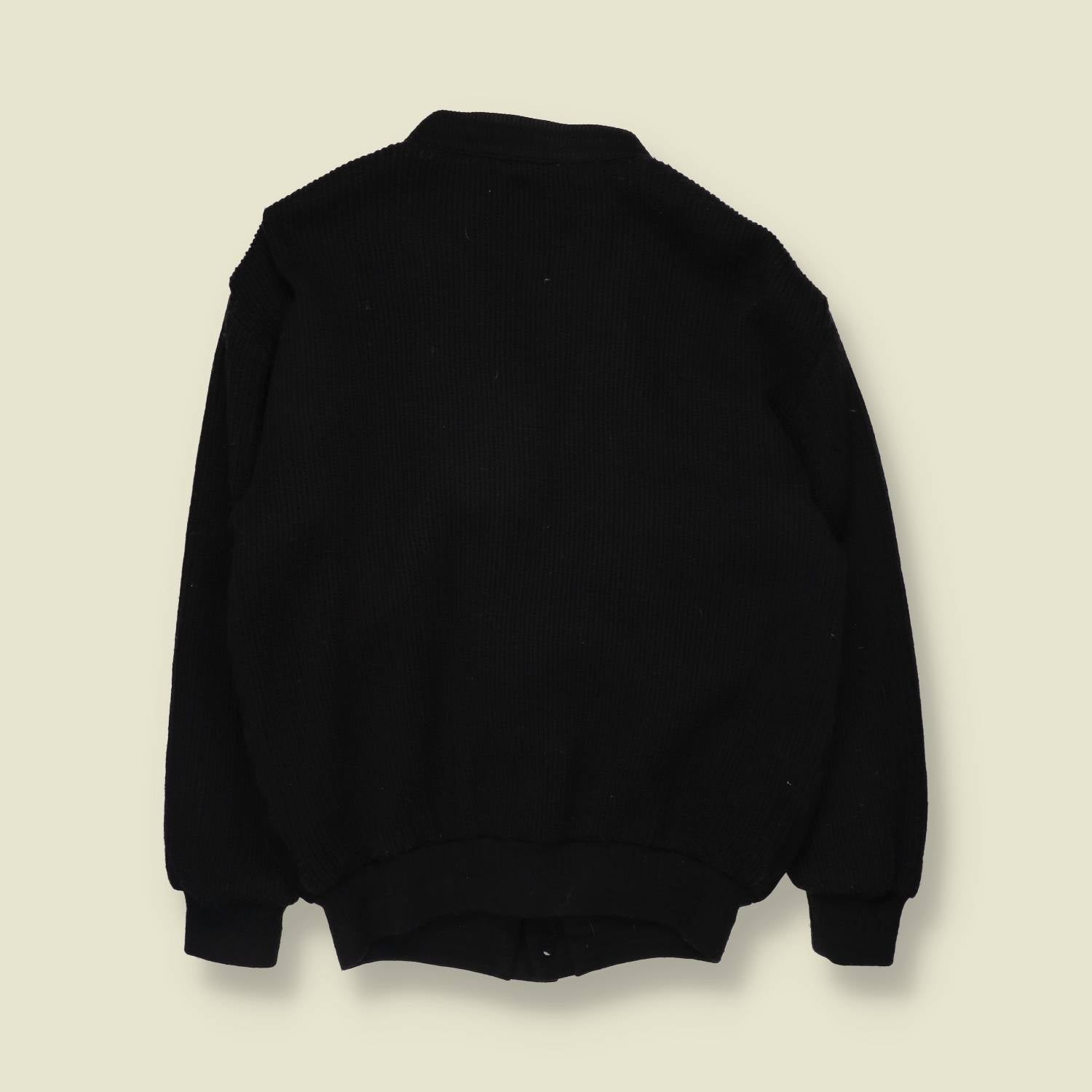 1980s | Klover | Suede & Knit Cardigan Jacket | Black - M