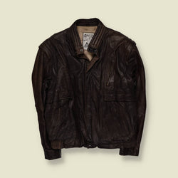1980s | Trapper Leder | Leather Bomber Jacket | Brown - L