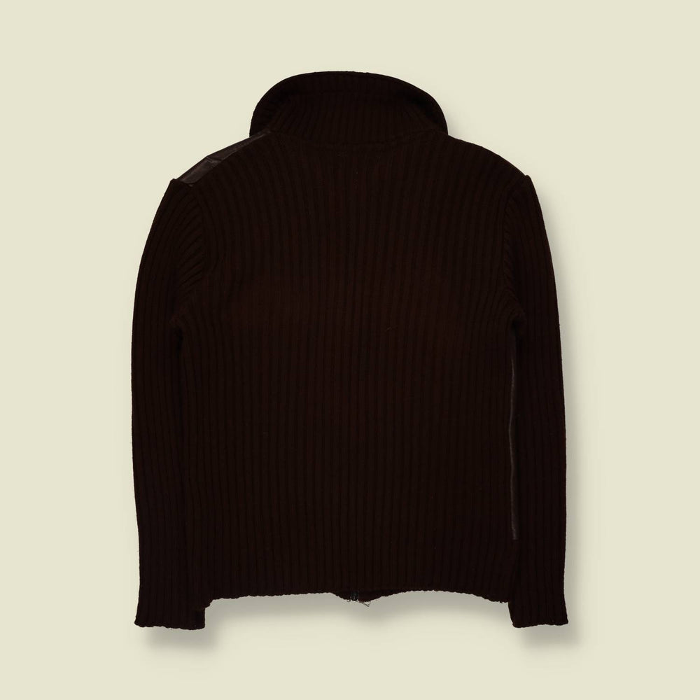 1990s | Specchio | Leather & Knit Jacket | Brown - S