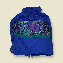 1980s | Windbreaker | Blue & Teal Aztec Print - XL