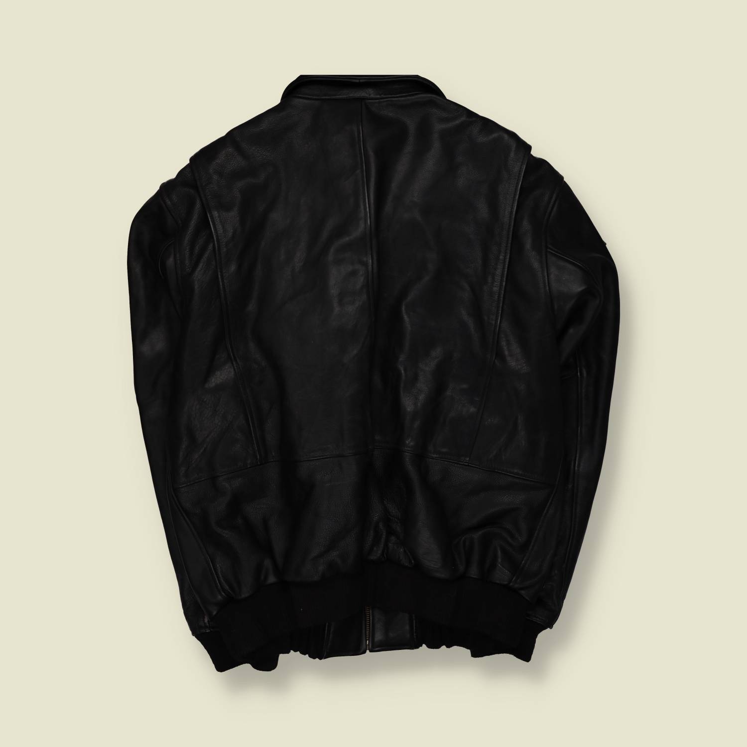 1980s | Unlabelled | Leather Flight Jacket | Black - XXL