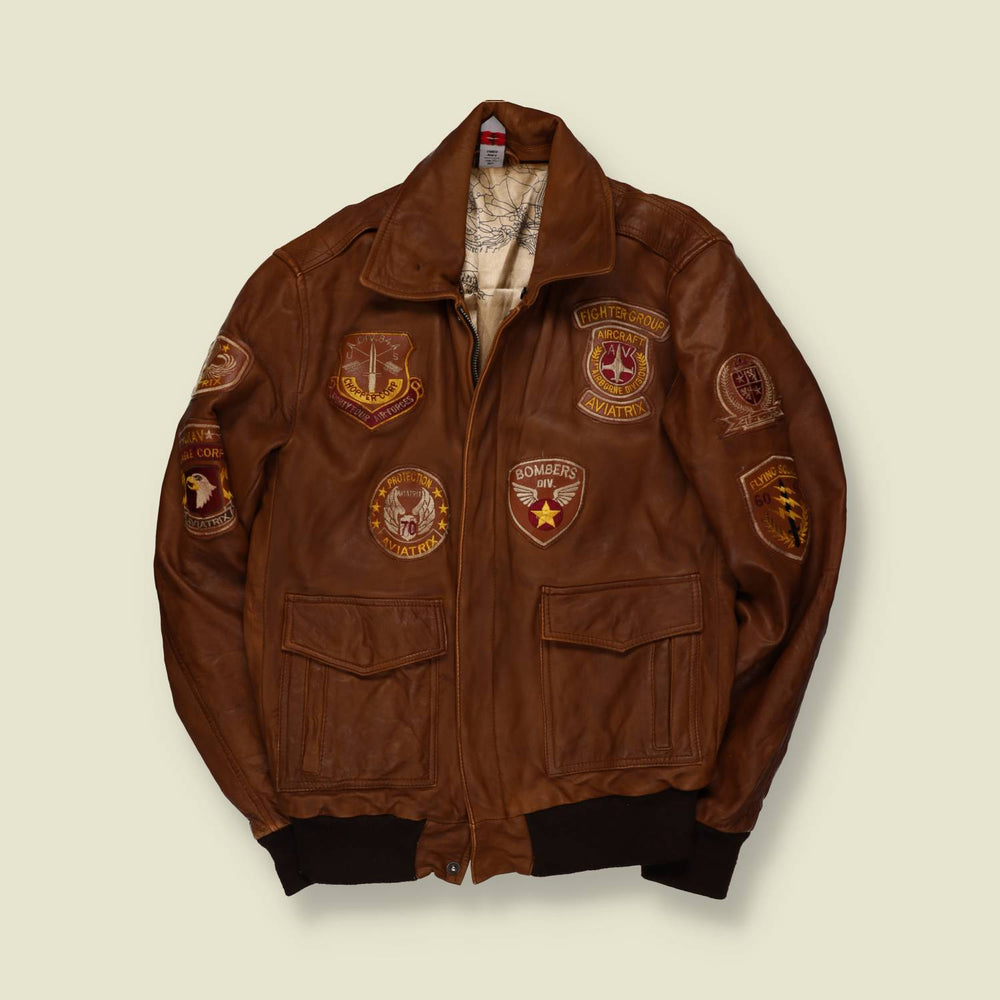 1990s | Aviatrix | Leather Flight Jacket | Tan - S