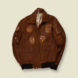 1990s | Aviatrix | Leather Flight Jacket | Tan - S