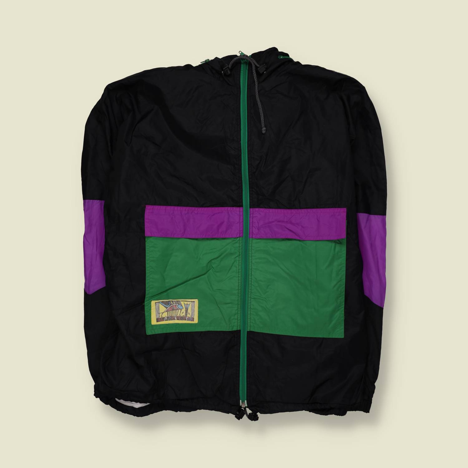 1980s | Seafawn Tribe | Windbreaker | Black, Purple & Green - 5XL