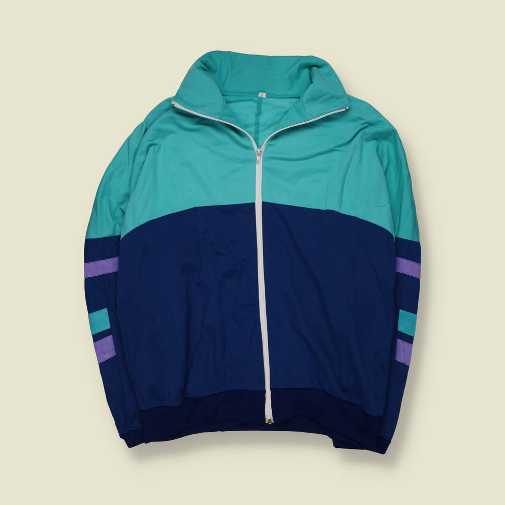1980s | Track Top | Teal & Navy - XL